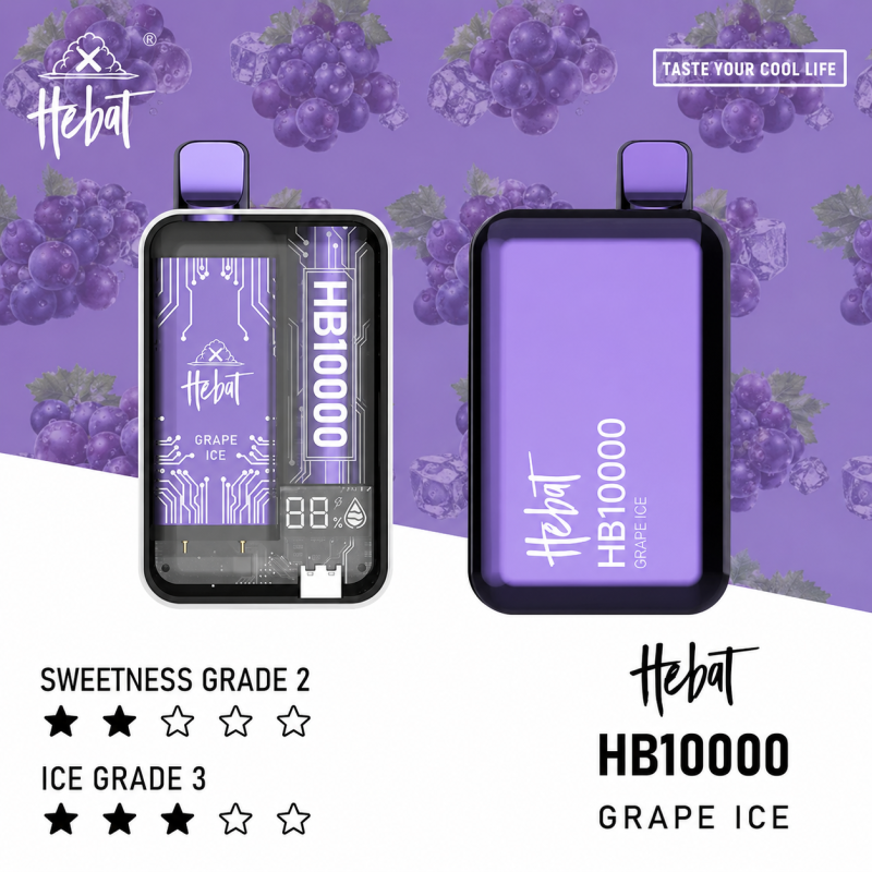 一次性電子煙｜HEBAT 喜貝 10000口 葡萄冰口味