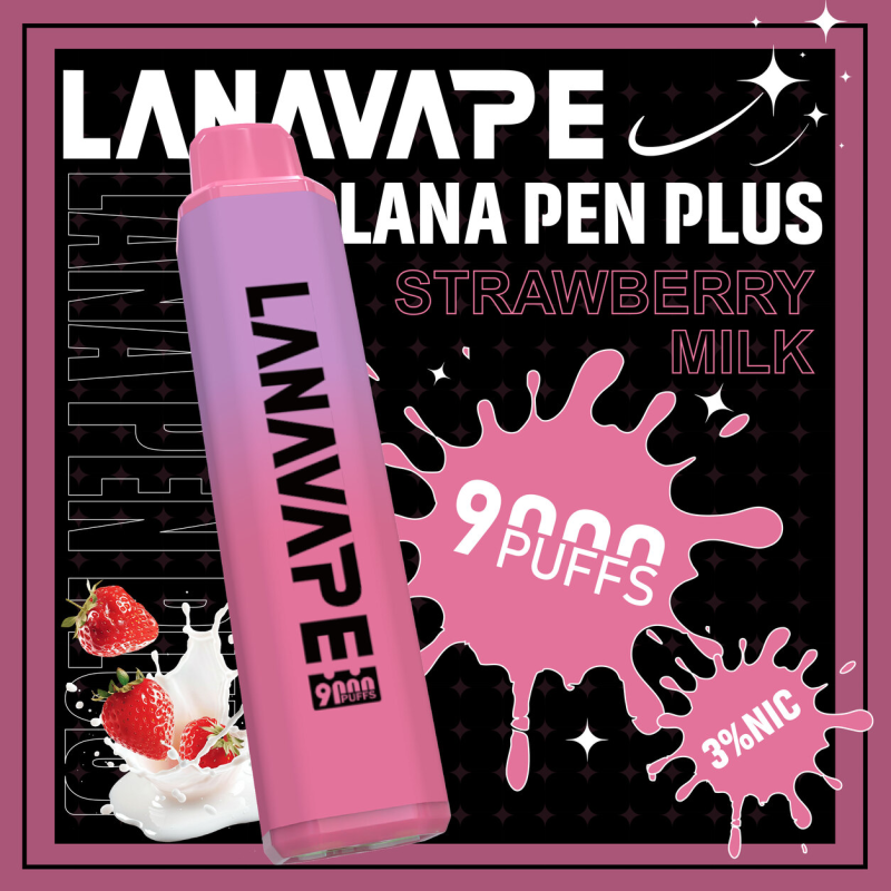 一次性電子煙｜LANA PEN PLUS 9000口 草莓牛奶